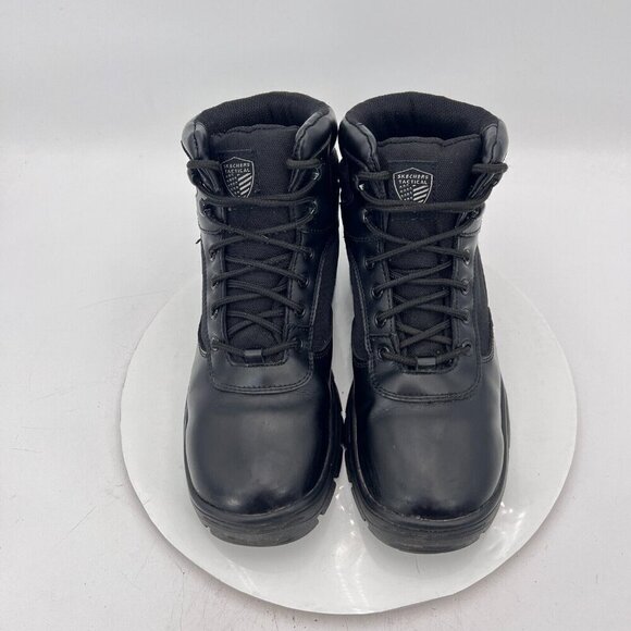 Sketchers RelaxedFit Men Size 8.5 Black Leather Waterproof Slip Resistant Boot - Picture 3 of 13